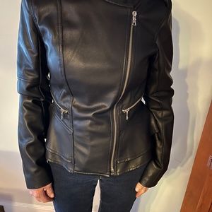 Faux Black Leather Biker Jacket